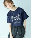 any FAM L 【MAISON KAYSERコラボ】箔プリントロゴ半袖Tシャツ エニィファム トップス カットソー・Tシャツ ブラック