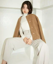 【SALE／10%OFF】NATURAL BEAUTY BASIC ノーカラーウェーブシャギーブルゾン 24AW ナチュラルビューティベーシック ジャケット・アウター ブルゾン・ジャンパー ベージュ グレー ホワイト【送料無料】