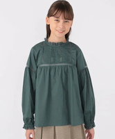 SHIPS KIDS SHIPS KIDS:140~150cm / レース ピンタック 長袖 ブラウス シップス トップス シャツ・ブラウス グリーン ホワイト【送料無料】