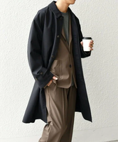 SHIPS any SHIPS any: 〈手洗い可能〉RENU(R) ウール ギャバジン バルカラー コート 24AW◇ シップス ジャケット・アウター ステンカラーコート ネイビー【送料無料】