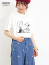 【SALE／49%OFF】Samansa Mos2 【PEANUTS*Samansa Mos2】プリントTシャツ サマンサモスモス トップス カットソー・Tシャツ ホワイト レッド ベージュ グレー