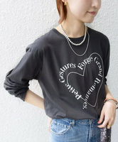 SHIPS WOMEN 【WEB限定】バリエーション ロゴ プリント ロングスリーブ TEE シップス トップス カットソー・Tシャツ グレー ホワイト【送料無料】