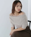 【SALE／50%OFF】NATURAL BEAUTY BASIC シャギーオフショルニット ナチュラルビューティベーシック トップス ニット ベージュ グレー ホワイト【送料無料】