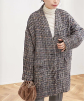 JOURNAL STANDARD L'ESSAGE SUPER140S/GIOLICA コクーンコート2 ジャーナルスタンダード レサージュ ジャケット・アウター その他のジャケット・アウター ネイビー ブラック ブラウン【送料無料】