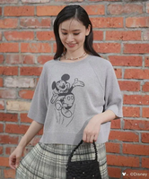 Green Parks ミッキー&フレンズ/五分袖ジャガードプルオーバー グリーンパークス トップス カットソー・Tシャツ グレー【送料無料】