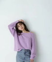 【SALE／50%OFF】NATURAL BEAUTY BASIC ワンショルリボンニット 24AW ナチュラルビューティベーシック トップス ニット パープル ブラック グレー【送料無料】