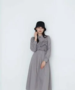 【SALE／50%OFF】NATURAL BEAUTY BASIC シャーリングビスチェシャツワンピース ナチュラルビューティベーシック ワンピース・ドレス ワンピース ブラウン ピンク ブルー【送料無料】