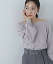 NATURAL BEAUTY BASIC ＜FOX混ジェントリーシリーズ＞ボートネック 24AW ナチュラルビューティベーシック トップス ニット パープル グレー ホワイト【送料無料】