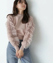 【SALE／10%OFF】NATURAL BEAUTY BASIC フリルチュールスリーブニット 24AW ナチュラルビューティベーシック トップス ニット ベージュ ブラック グレー【送料無料】