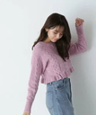 【SALE／30%OFF】NATURAL BEAUTY BASIC クロップドケーブルフリルニット 24AW ナチュラルビューティベーシック トップス ニット ピンク グレー ホワイト【送料無料】