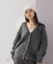 【SALE／10%OFF】NATURAL BEAUTY BASIC ＜起毛ニットシリーズ＞Vネックカーディガン 24AW ナチュラルビューティベーシック トップス カーディガン グレー ブルー ネイビー【送料無料】