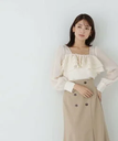【SALE／60%OFF】NATURAL BEAUTY BASIC スクエアネックフリルブラウス ナチュラルビューティベーシック トップス シャツ・ブラウス ブラック ホワイト