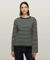 TOMMY HILFIGER ゴールドボタンストライプクルーネックリラックスロングスリーブTシャツ トミーヒルフィガー トップス ノースリーブ・タンクトップ【送料無料】