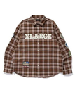 XLARGE PATCHED FLANNEL SHIRT エクストララージ トップス シャツ・ブラウス ブラウン カーキ【送料無料】