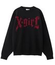 X-girl GOTHIC LOGO JACQUARD KNIT TOP エックスガール トップス ニット ブラック ブラウン【送料無料】