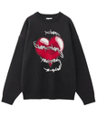 X-girl HEART BARBED WIRE JACQUARD KNIT TOP エックスガール トップス ニット ブラック ホワイト【送料無料】