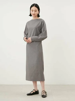 【SALE／50%OFF】Mila Owen 袖ボリューム後ブラウジングストレートワンピース ミラオーウェン ワンピース・ドレス ワンピース グレー ホワイト【送料無料】