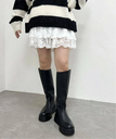【SALE／30%OFF】U by SPICK&SPAN ストレッチレースフリルスカート ユーバイスピックアンドスパン スカート ミニスカート ブラック ホワイト【送料無料】