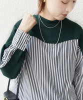 SHIPS WOMEN 【WEB限定】 ＜手洗い可能＞ダンボール 布帛 コンビ プルオーバー シップス トップス カットソー・Tシャツ グリーン ネイビー【送料無料】