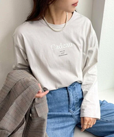 【SALE／30%OFF】fredy emue 箔プリントシルケットロンTシャツ フレディ アンド グロスター トップス カットソー・Tシャツ グレー ホワイト【送料無料】