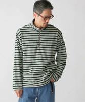 【SALE／40%OFF】SHIPS MEN SHIPS: リバーシブル ボーダー フリース ハーフジップ プルオーバー シップス トップス スウェット・トレーナー グレー ホワイト ネイビー【送料無料】