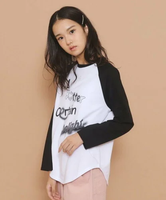 【SALE／50%OFF】PINK-latte 【130cmあり】グラフィックロゴ ラグランTシャツ ピンク ラテ トップス カットソー・Tシャツ ホワイト グレー ブラック