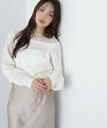 【SALE／30%OFF】NATURAL BEAUTY BASIC レーストリミングニット 24AW ナチュラルビューティベーシック トップス ニット ホワイト ブラック【送料無料】