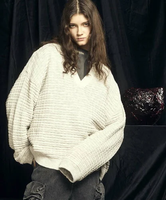 MAISON SPECIAL Slab Waffle Prime-Over Skipper Knit Pullover メゾンスペシャル トップス ニット ブラック パープル【送料無料】