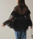 SLOBE IENA habi Tulle Tiered ブラウス スローブ イエナ トップス シャツ・ブラウス ブラック ベージュ【送料無料】