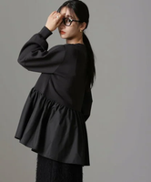 NANO universe 布帛コンビペプラムカットトップス 24AW ナノユニバース トップス カットソー・Tシャツ ブラック ホワイト ブラウン【送料無料】