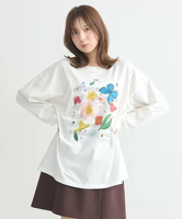 【SALE／50%OFF】earth music&ecology いいこと奏でるグラフィックTシャツ アースミュージック&エコロジー トップス カットソー・Tシャツ ホワイト グレー ブルー