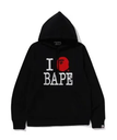 A BATHING APE I LOVE BAPE PULLOVER HOODIE ア ベイシング エイプ トップス パーカー・フーディー ブラック グレー【送料無料】