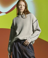 MAISON SPECIAL Embroidery Damage Prime-Over Crew Neck Knit Pullover メゾンスペシャル トップス ニット グレー ブラック ホワイト レッド【送料無料】