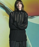 MAISON SPECIAL Sheer Rib Knit Prime-Over Turtle Neck Knit Pullover メゾンスペシャル トップス ニット ブラック ブルー【送料無料】