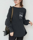 SLOBE IENA PARIS logo long tee スローブ イエナ トップス カットソー・Tシャツ グレー ホワイト【送料無料】