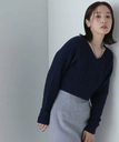 【SALE／10%OFF】NATURAL BEAUTY BASIC コンパクトケーブルニット 24AW ナチュラルビューティベーシック トップス ニット ネイビー ホワイト グリーン【送料無料】