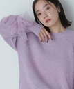 NATURAL BEAUTY BASIC レースアップリボンスリーブニット 24AW ナチュラルビューティベーシック トップス ニット パープル グレー ベージュ【送料無料】