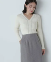 【SALE／10%OFF】NATURAL BEAUTY BASIC Vネックラメラインリブニット 24AW ナチュラルビューティベーシック トップス ニット ホワイト グレー ネイビー【送料無料】