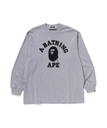 A BATHING APE COLLEGE RELAXED FIT LS TEE ア ベイシング エイプ トップス カットソー・Tシャツ グレー レッド ホワイト【送料無料】