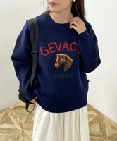 【SALE／30%OFF】fredy emue 【GEVACO/ゲバコ】ホースサガラ刺繍 ニットプルオーバー フレディ アンド グロスター トップス ニット ネイビー ホワイト グレー【送料無料】