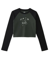 X-girl DRAGON RAGLAN L/S BABY TEE エックスガール トップス カットソー・Tシャツ ブラック ホワイト イエロー【送料無料】