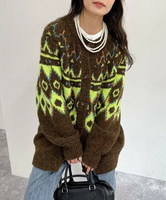 【SALE／20%OFF】fredy emue 【GREEN BUTTER/グリーンバター】Alpaca Nordic Cardigan フレディ アンド グロスター トップス カーディガン ブラウン パープル【送料無料】