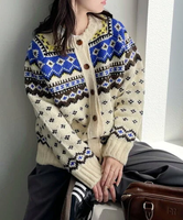 【SALE／20%OFF】fredy emue 【GREEN BUTTER/グリーンバター】Bohemian nordic Cardigan フレディ アンド グロスター トップス カーディガン ホワイト オレンジ【送料無料】