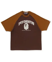 A BATHING APE COLLEGE RELAXED FIT RAGLAN TEE ア ベイシング エイプ トップス カットソー・Tシャツ ブラウン ホワイト【送料無料】