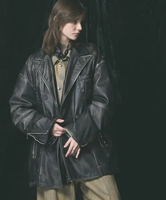 MAISON SPECIAL Sheep Leather Prime-Over Pea Coat メゾンスペシャル ジャケット・アウター ピーコート ブラック ベージュ【送料無料】