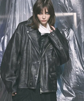 MAISON SPECIAL Sheep Leather Prime-Over Double Rider Jacket メゾンスペシャル ジャケット・アウター ライダースジャケット ブラック【送料無料】