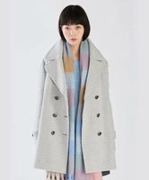 【SALE／30%OFF】To b. by agnes b. WW68 MANTEAU ハウンドトゥースピーコート アニエスベー ジャケット・アウター ピーコート グレー【送料無料】