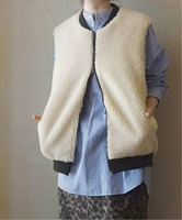 journal standard luxe 【ARMEN】 ZIP-UP FLEECE RIB COLLAR VEST ジャーナルスタンダード ラックス ジャケット・アウター その他のジャケット・アウター ベージュ ブラック【送料無料】