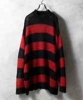 NUMBER (N)INE MOHAIR MESH WIDE STRIPED KNIT PULLOVER ナンバーナイン トップス ニット ブラック イエロー【送料無料】