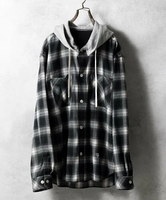 NUMBER (N)INE OMBRE CHECK FLANNEL HOODIE SHIRT ナンバーナイン トップス シャツ・ブラウス ブラック グリーン イエロー レッド【送料無料】